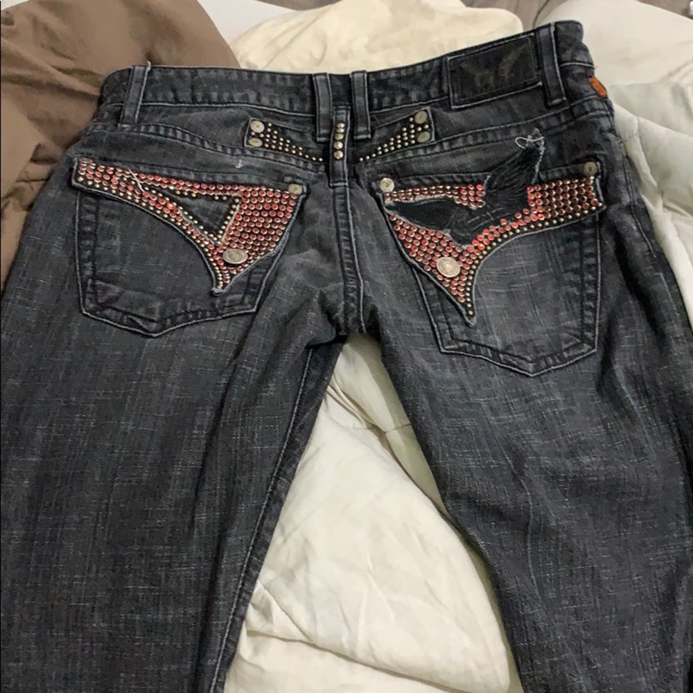 Flap pocket in tar blue with topaz crystals